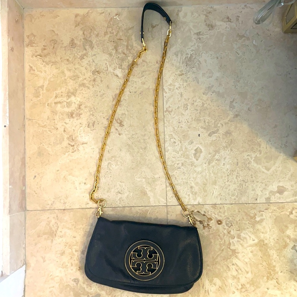Tory Burch black crossbody bag with gold detailing